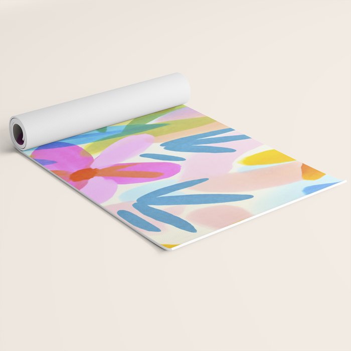 Sunny Day Bold Abstract Florals Multicolor Cheerful Summer Pattern Yoga Mat Gallery Image 2