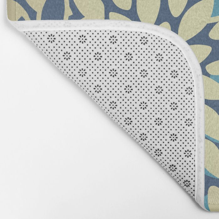 Christmas, Flower Garden, Gold and Blue, Floral Prints Bath Mat Gallery Image 2