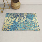 Christmas, Flower Garden, Gold and Blue, Floral Prints Rug Gallery Image 1