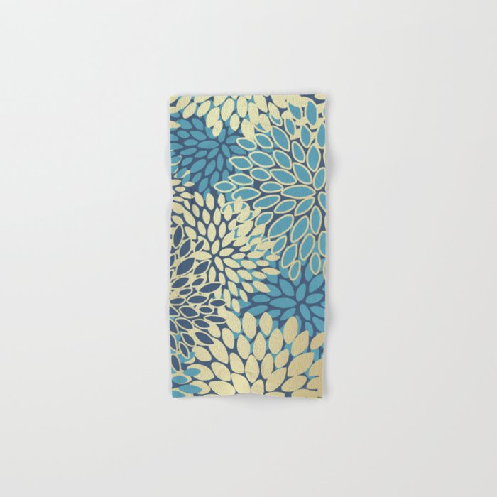 Christmas, Flower Garden, Gold and Blue, Floral Prints Bath Towel Gallery Image 1