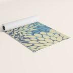 Christmas, Flower Garden, Gold and Blue, Floral Prints Yoga Mat Gallery Image 2