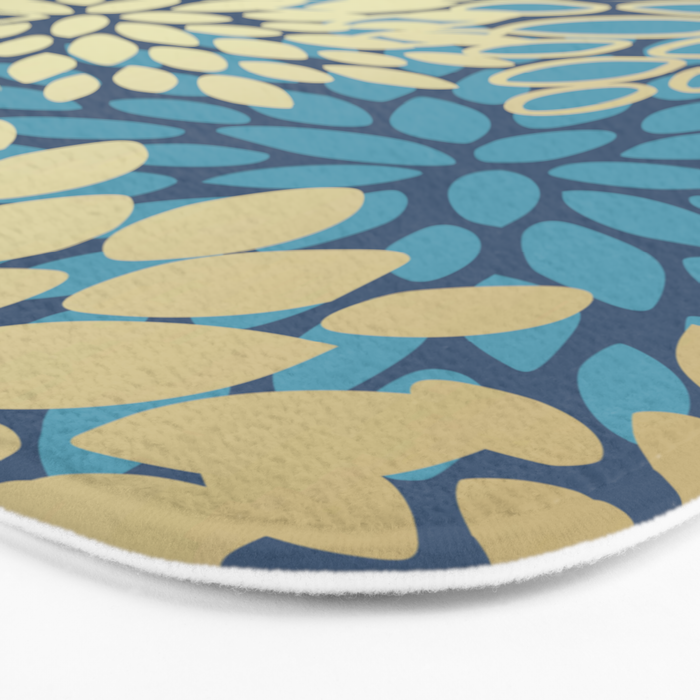 Christmas, Flower Garden, Gold and Blue, Floral Prints Bath Mat Gallery Image 3