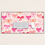 Ribbons and bows sweet coquette style hand drawn pattern Desk Mat Gallery Image 1