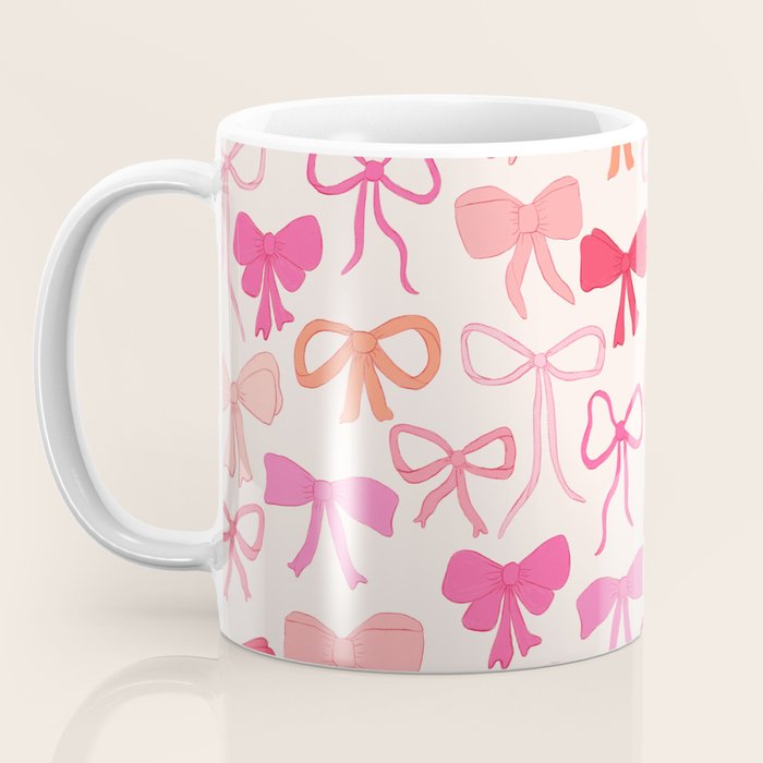 Ribbons and bows sweet coquette style hand drawn pattern Coffee Mug Gallery Image 3
