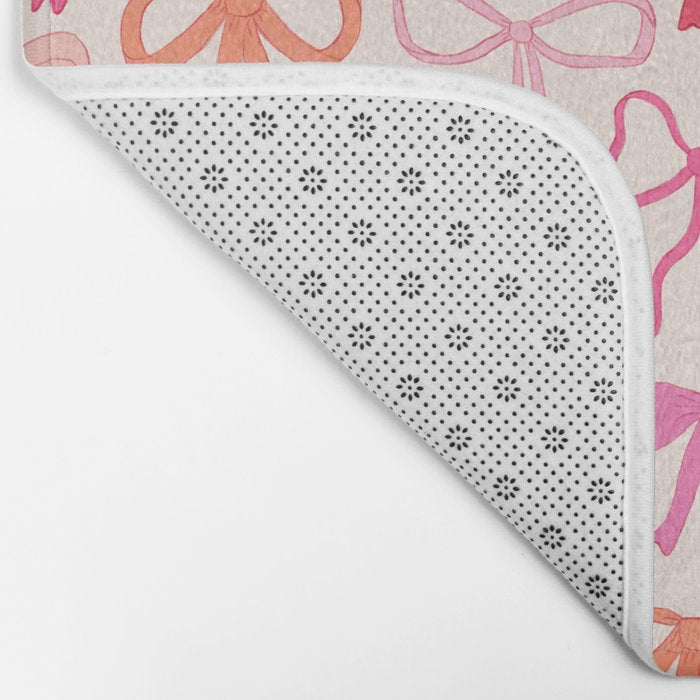 Ribbons and bows sweet coquette style hand drawn pattern Bath Mat Gallery Image 2