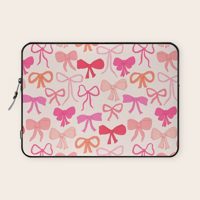 Ribbons and bows sweet coquette style hand drawn pattern Laptop Sleeve Gallery Image 1