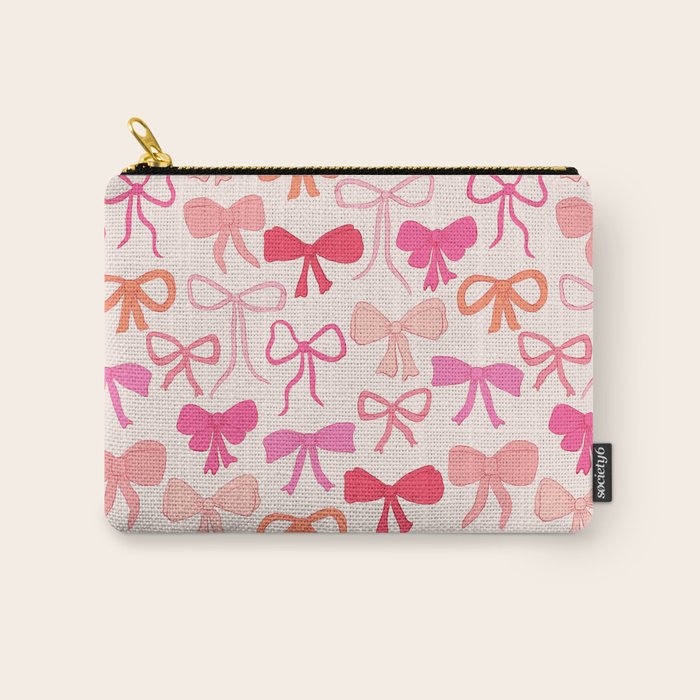 Ribbons and bows sweet coquette style hand drawn pattern Carry All Pouch Gallery Image 1