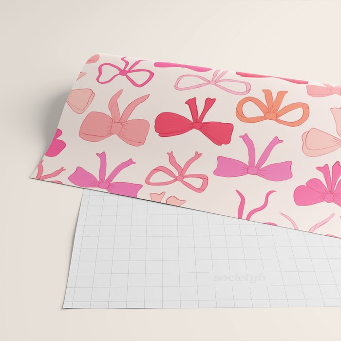 Ribbons and bows sweet coquette style hand drawn pattern Wrapping Paper Gallery Image 2