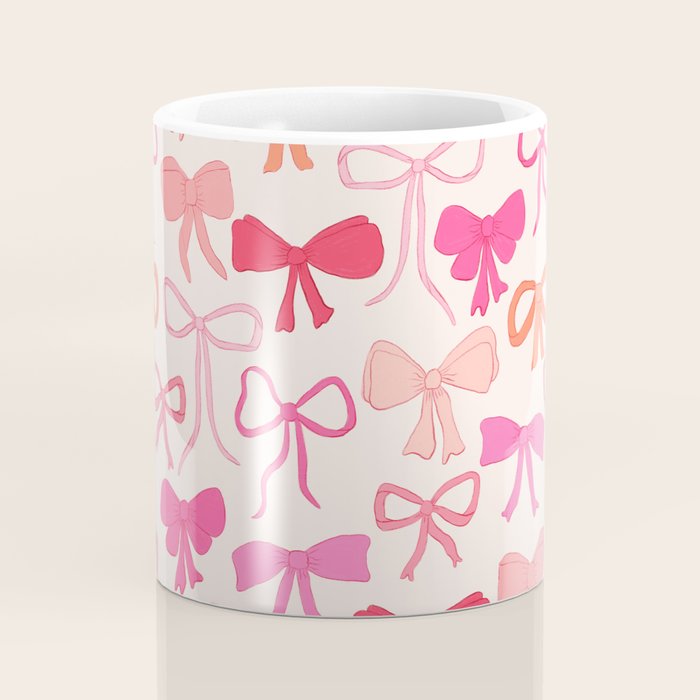 Ribbons and bows sweet coquette style hand drawn pattern Coffee Mug Gallery Image 4