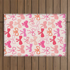 Ribbons and bows sweet coquette style hand drawn pattern Outdoor Rug Gallery Image 1