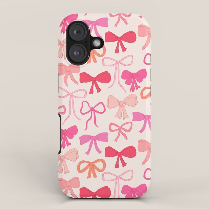 Ribbons and bows sweet coquette style hand drawn pattern iPhone Case Gallery Image 1