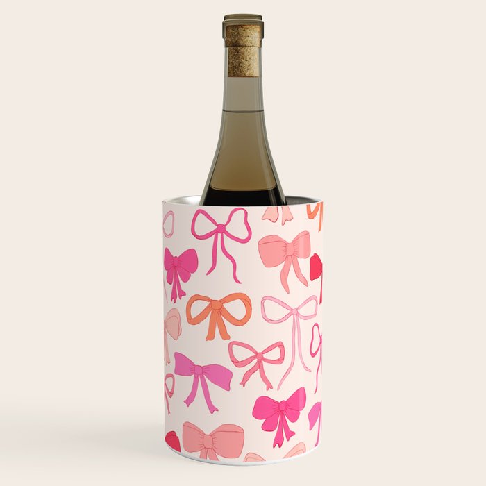 Ribbons and bows sweet coquette style hand drawn pattern Wine Chiller Gallery Image 2