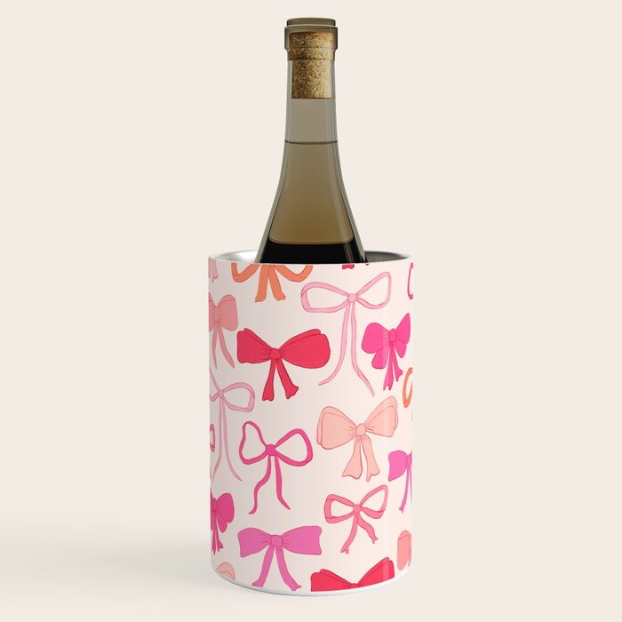 Ribbons and bows sweet coquette style hand drawn pattern Wine Chiller Gallery Image 1