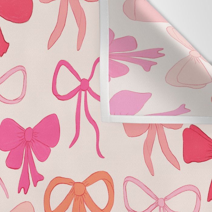 Ribbons and bows sweet coquette style hand drawn pattern Wall Tapestry Gallery Image 3