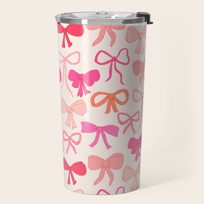 Ribbons and bows sweet coquette style hand drawn pattern Travel Mug Gallery Image 2