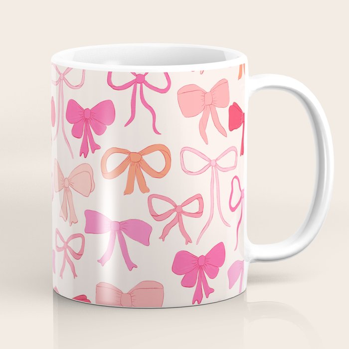 Ribbons and bows sweet coquette style hand drawn pattern Coffee Mug Gallery Image 1