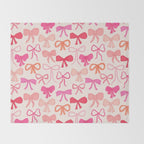 Ribbons and bows sweet coquette style hand drawn pattern Throw Blanket Gallery Image 2