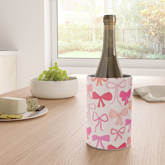 Ribbons and bows sweet coquette style hand drawn pattern Wine Chiller Gallery Image 4