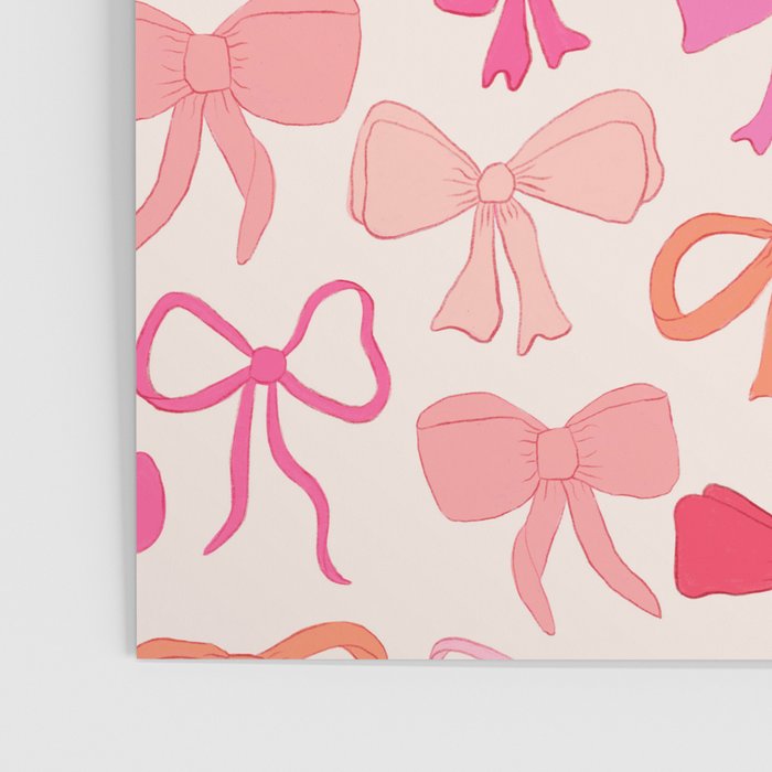 Ribbons and bows sweet coquette style hand drawn pattern Poster Gallery Image 3