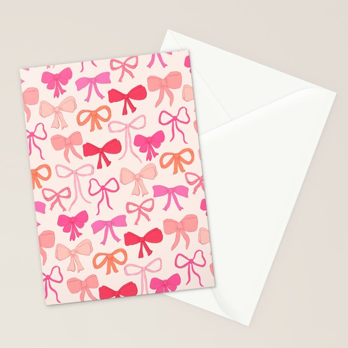 Ribbons and bows sweet coquette style hand drawn pattern Stationery Card Gallery Image 2