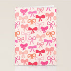 Ribbons and bows sweet coquette style hand drawn pattern Stationery Card Gallery Image 2