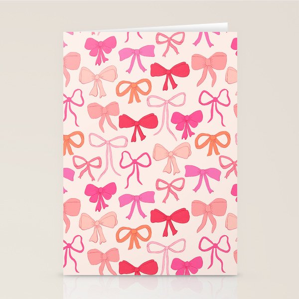 Ribbons and bows sweet coquette style hand drawn pattern Stationery Card Gallery Image 2