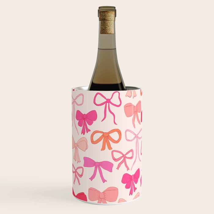 Ribbons and bows sweet coquette style hand drawn pattern Wine Chiller Gallery Image 3