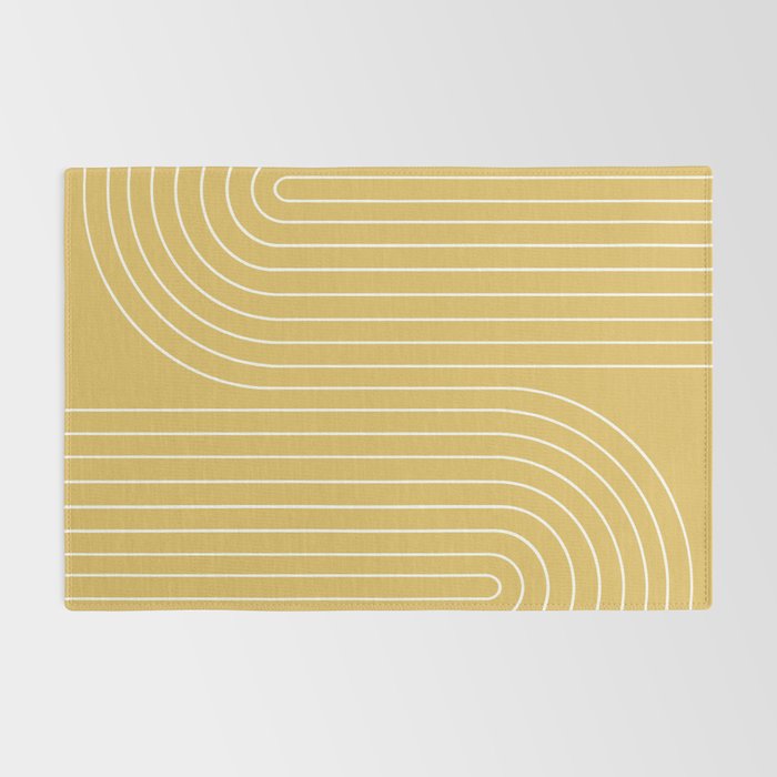Minimal Line Curvature LXXIII Sunshine Yellow Mid Century Modern Arch Abstract Rug Gallery Image 2