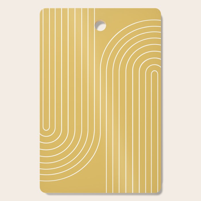 Minimal Line Curvature LXXIII Sunshine Yellow Mid Century Modern Arch Abstract Cutting Board Gallery Image 1
