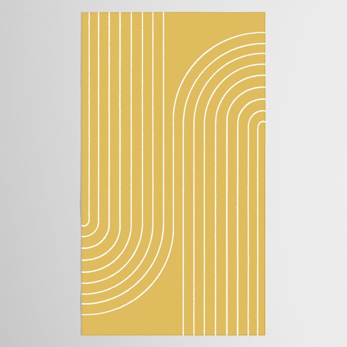 Minimal Line Curvature LXXIII Sunshine Yellow Mid Century Modern Arch Abstract Tablecloth Gallery Image 2