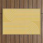 Minimal Line Curvature LXXIII Sunshine Yellow Mid Century Modern Arch Abstract Outdoor Rug Gallery Image 1