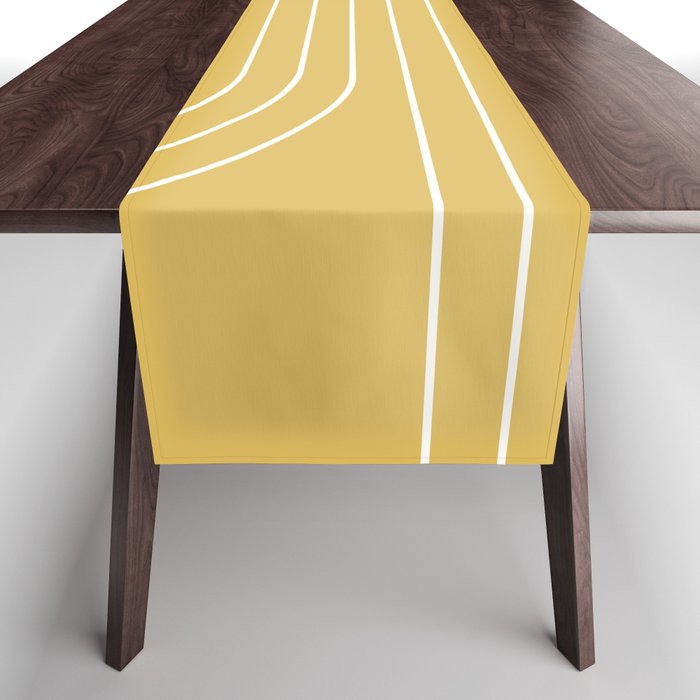 Minimal Line Curvature LXXIII Sunshine Yellow Mid Century Modern Arch Abstract Table Runner Gallery Image 1