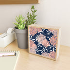 Floral Blooms and Leaves, Navy, Coral and White Mini Art Print Gallery Image 2