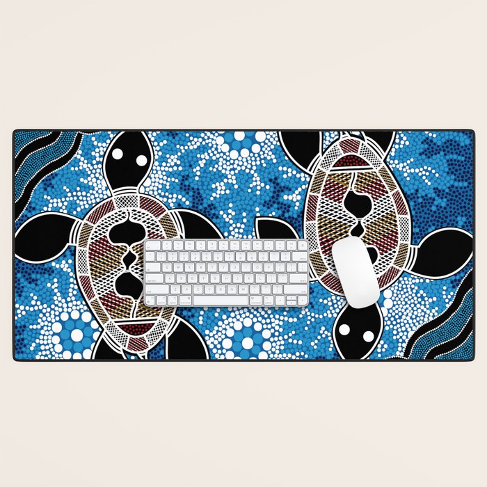 Authentic Aboriginal Art - Sea Turtles Desk Mat Gallery Image 1