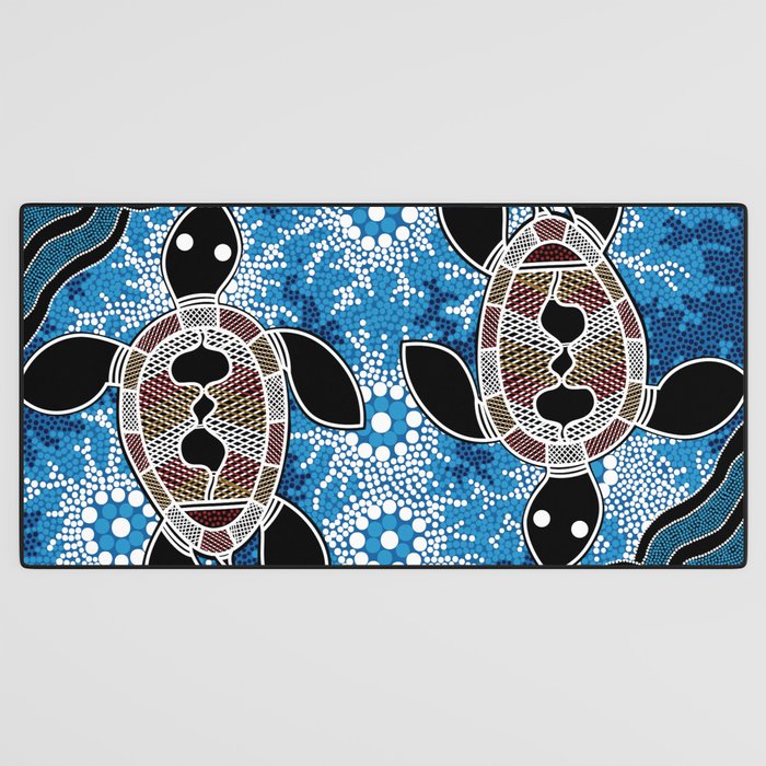 Authentic Aboriginal Art - Sea Turtles Desk Mat Gallery Image 3