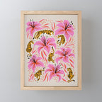 Tigers & Tiger Lilies - Pink & Yellow Mini Art Print Gallery Image 1