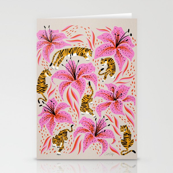 Tigers & Tiger Lilies - Pink & Yellow Stationery Card Gallery Image 2