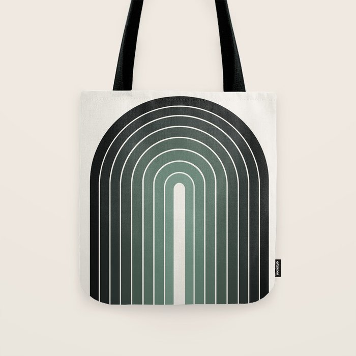 Gradient Arch IV Earthy Green Mid Century Modern Rainbow Tote Bag Gallery Image 1