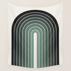 Gradient Arch IV Earthy Green Mid Century Modern Rainbow Wall Tapestry Gallery Image 4