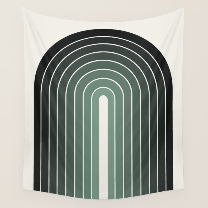 Gradient Arch IV Earthy Green Mid Century Modern Rainbow Wall Tapestry Gallery Image 4