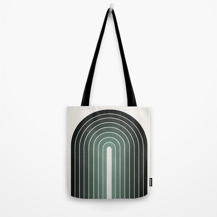 Gradient Arch IV Earthy Green Mid Century Modern Rainbow Tote Bag Gallery Image 2