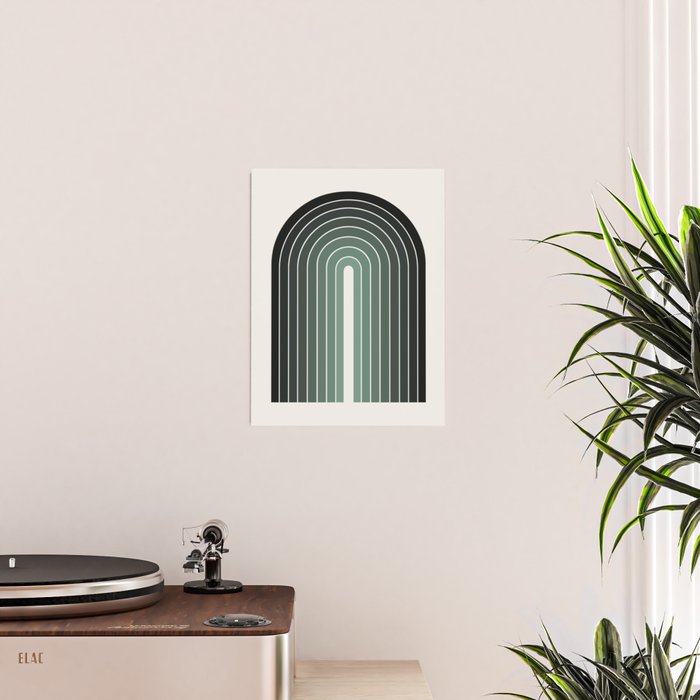 Gradient Arch IV Earthy Green Mid Century Modern Rainbow Poster Gallery Image 2
