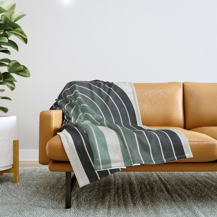 Gradient Arch IV Earthy Green Mid Century Modern Rainbow Throw Blanket Gallery Image 1