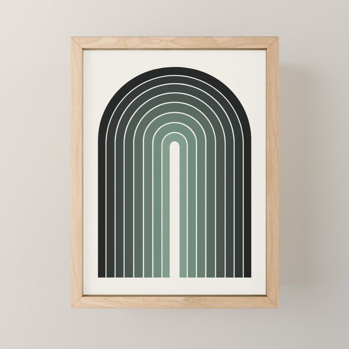 Gradient Arch IV Earthy Green Mid Century Modern Rainbow Mini Art Print Gallery Image 1
