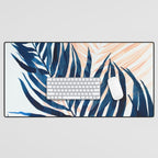 Palm tree, coastal watercolor, pink navy Desk Mat Gallery Image 1