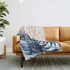 Palm tree, coastal watercolor, pink navy Throw Blanket Gallery Image 1
