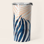 Palm tree, coastal watercolor, pink navy Travel Mug Gallery Image 2