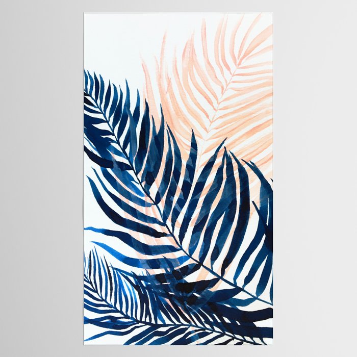 Palm tree, coastal watercolor, pink navy Tablecloth Gallery Image 2
