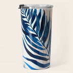 Palm tree, coastal watercolor, pink navy Travel Mug Gallery Image 3