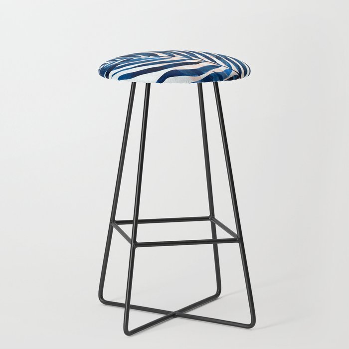 Palm tree, coastal watercolor, pink navy Stool Gallery Image 1